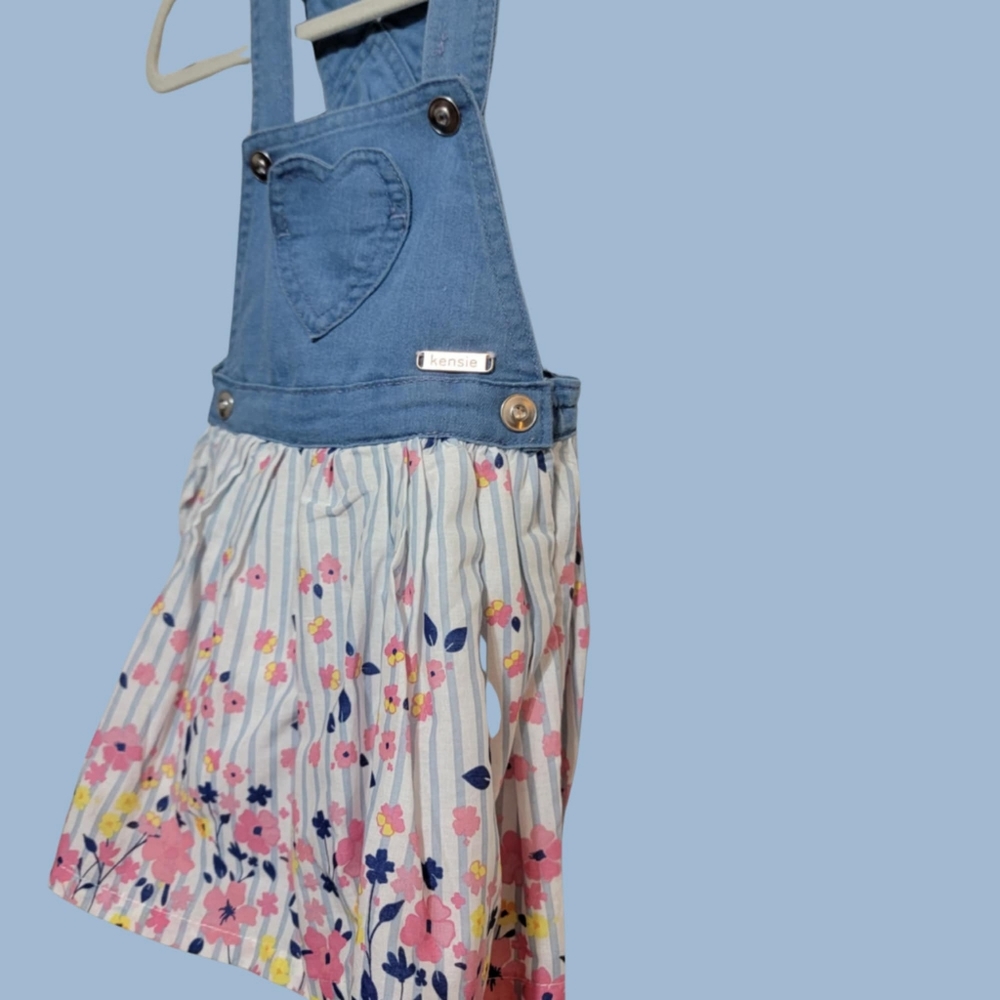 Kensie Overall Floral Striped Dress Size 24 Months